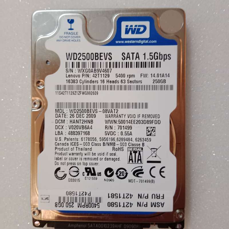 Western Digital 250GB 2.5" Hard Drive