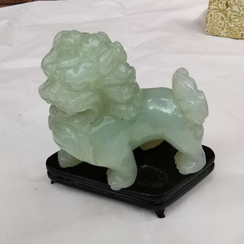 Antique Chinese Hotan jade a pair of Lions Original Carving
