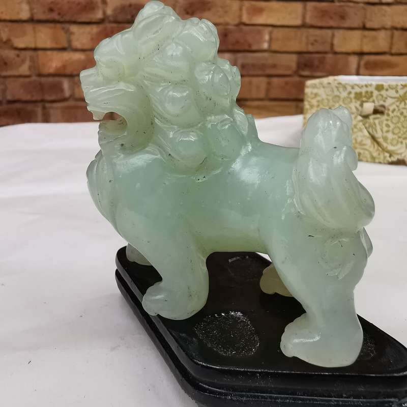 Antique Chinese Hotan jade a pair of Lions Original Carving