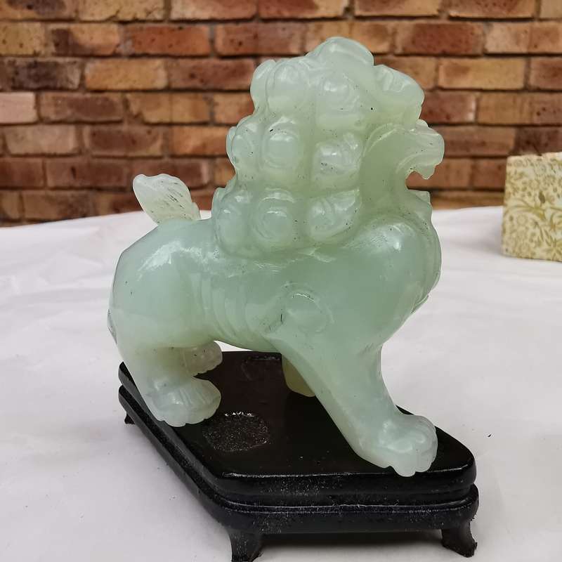 Antique Chinese Hotan jade a pair of Lions Original Carving