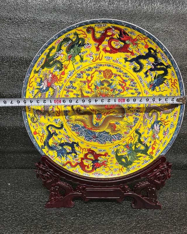 China Wucai porcelain big plate with Dragon design