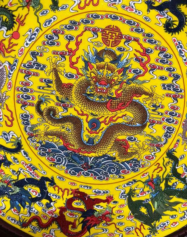 China Wucai porcelain big plate with Dragon design