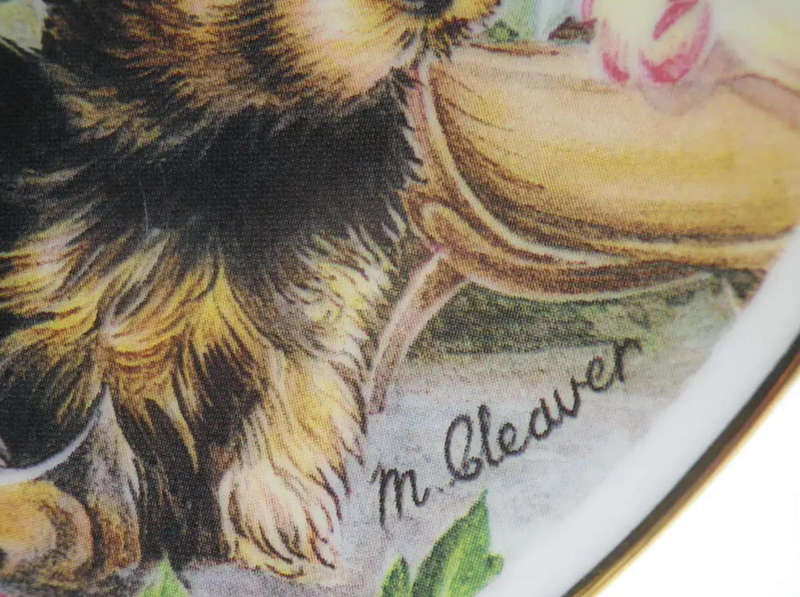 ADORABLE YORKIE DISPLAY PLATE! FINE PORCELAIN MARBELLA ANDALUSIA SPAIN SIGNED M CLEAVER