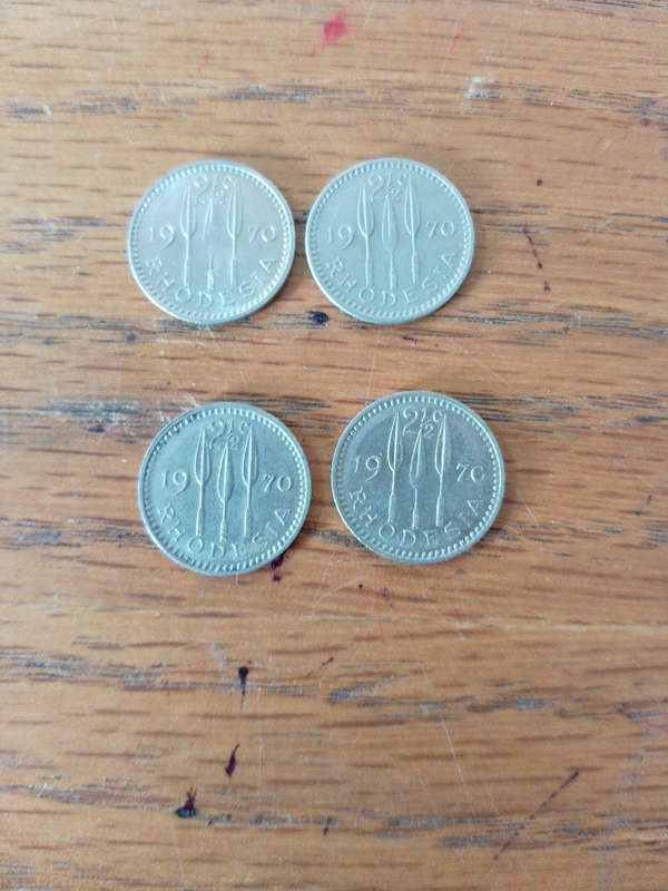Southern Rhodesia 1970. 2.5c coins x 4