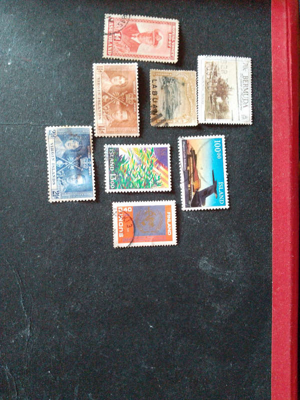 Mix of stamps Island Bermuda virgin islands