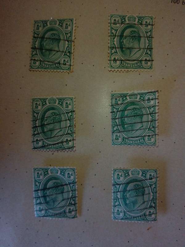 Transvaal 1/2 d stamps x 6