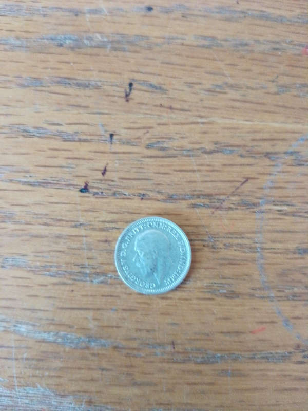 1933 King George V silver threepence coin