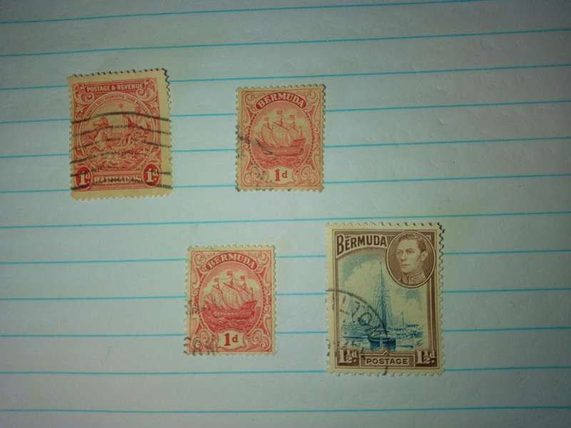 Bermuda X3 Barbados X1 stamps