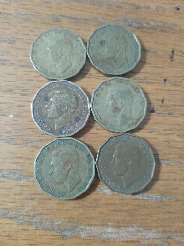 Great Britain 3 p coins X6 see description