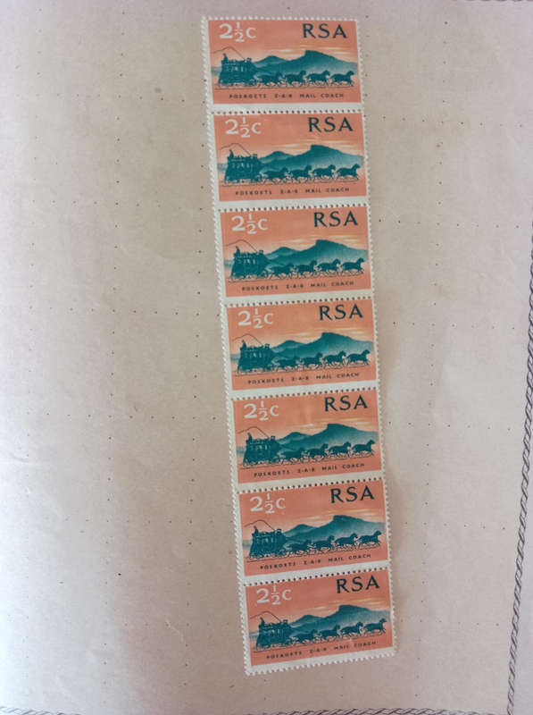 RSA  ZAR mail coach stamps x7