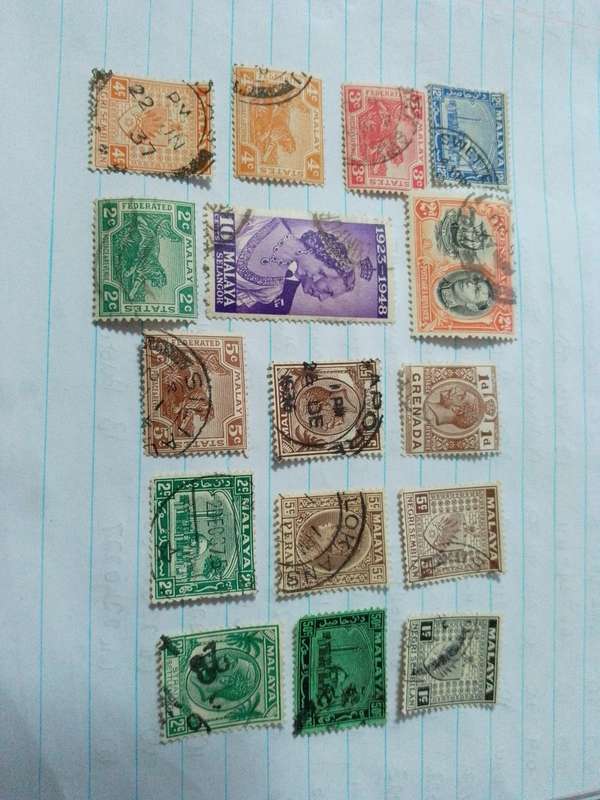 Malaya. Malay. Grenada stamps x 16