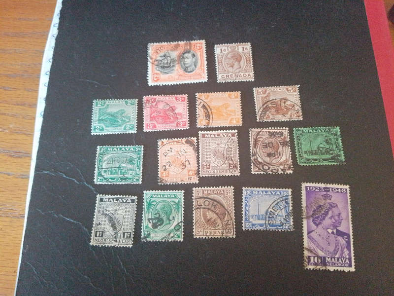 Malaya. Malay. Grenada stamps x 16