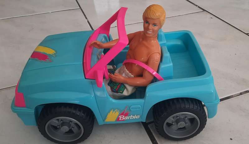 Vintage 1994 Mattel Barbie Blue and Pink Jeep Dune Buggy 4x4 Car