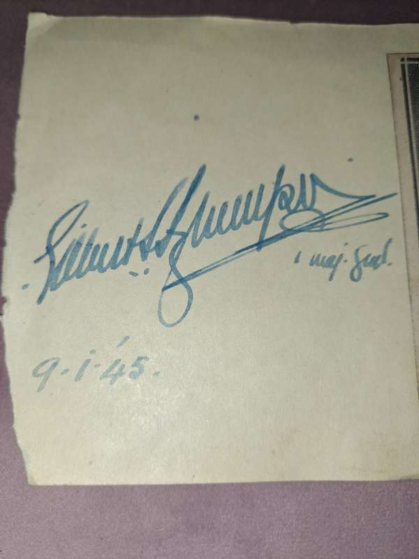 British Rail Expert Maj.Genl GS Szlumper original signature, very scarce!!!