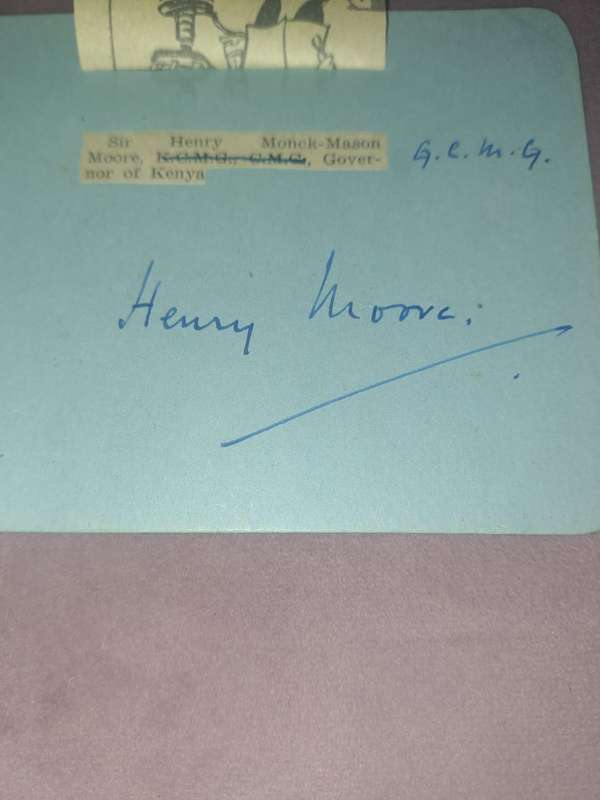 Sir Henry Monck-Mason Moore, Governor of Kenya, original signature