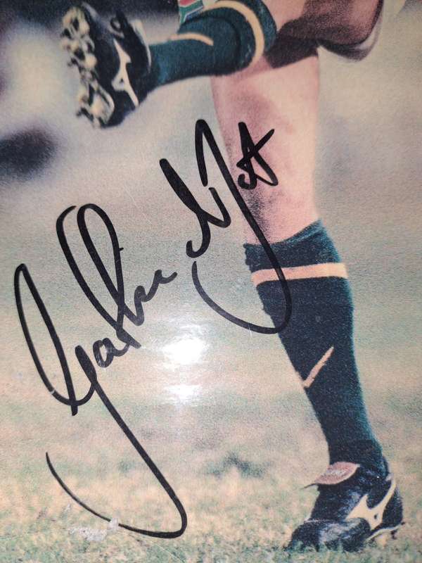 Rugby, Gaffie Du Toit original signature, Laminated