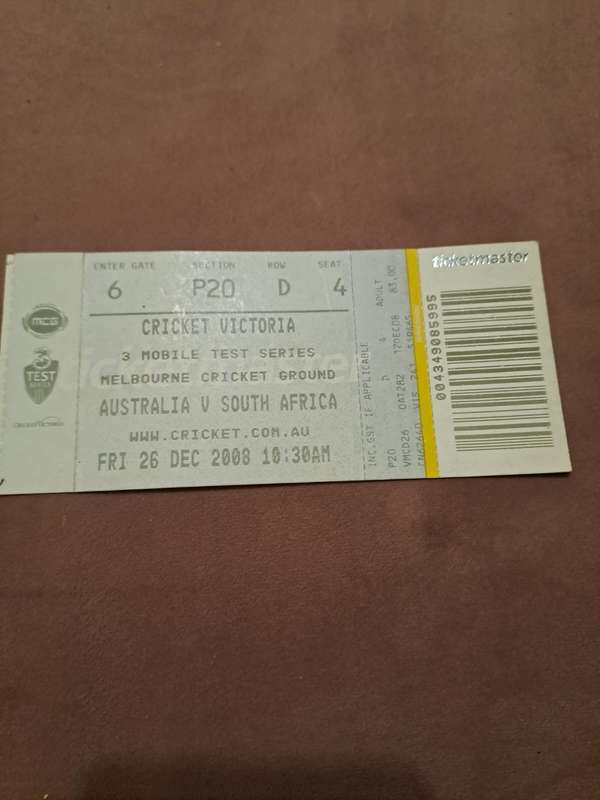 Boxing Day Cricket Test 26 December 2008 (JP Duminy 166) ticket
