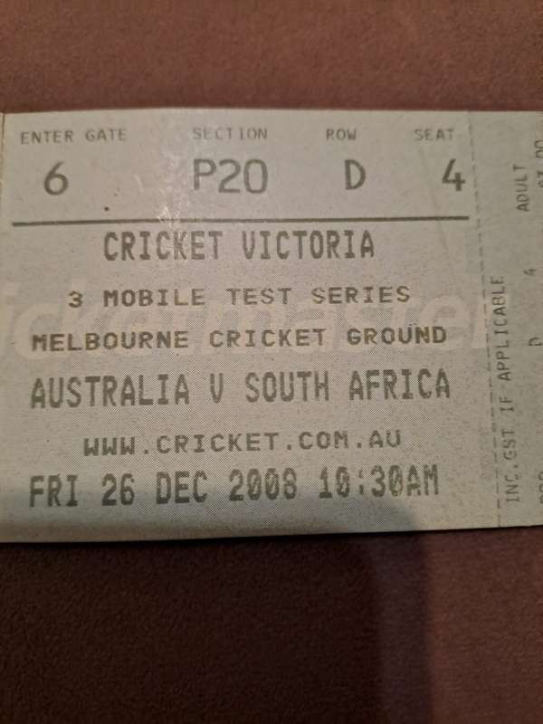Boxing Day Cricket Test 26 December 2008 (JP Duminy 166) ticket