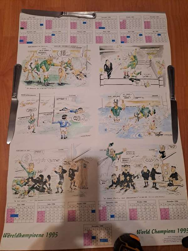 1995/96 calender depicting Springbok road to final (nice for framing)