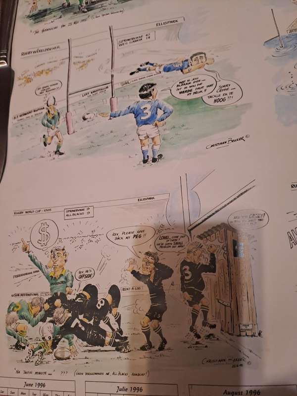 1995/96 calender depicting Springbok road to final (nice for framing)