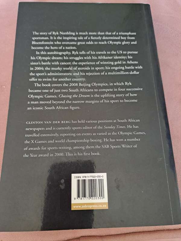 Ryk Neethling, signed Chasing the Dream, 233 pages