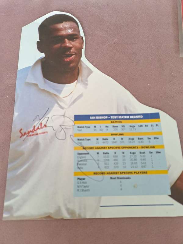 Ian Bishop West Indies cricketer, original signature