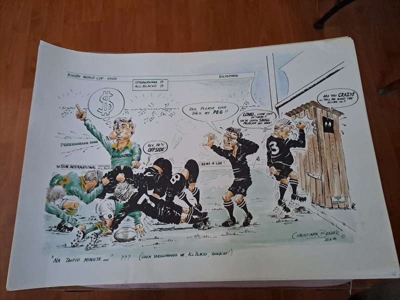 "After 80 minutes, no excuses", 1995 WC final cartoon (in Afrikaans)