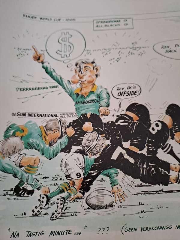"After 80 minutes, no excuses", 1995 WC final cartoon (in Afrikaans)