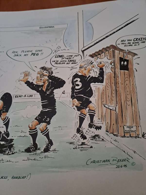 "After 80 minutes, no excuses", 1995 WC final cartoon (in Afrikaans)