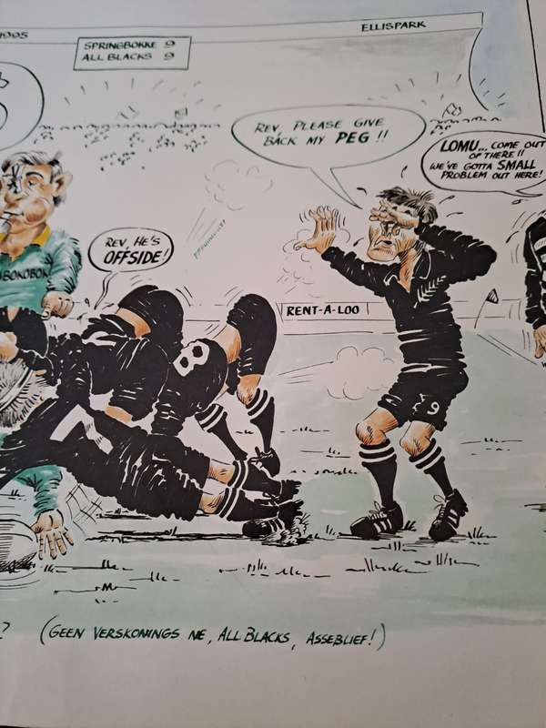 "After 80 minutes, no excuses", 1995 WC final cartoon (in Afrikaans)