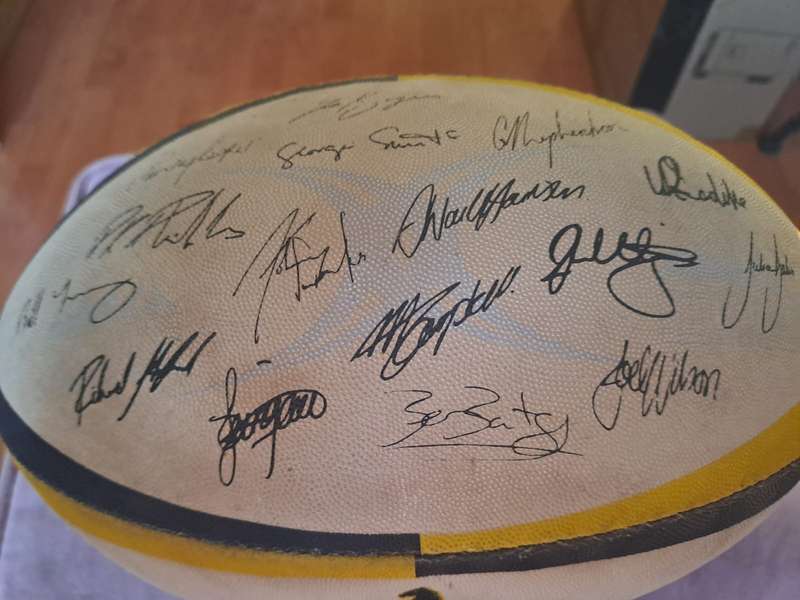 Gilbert Brumbies 2006 limited edition rugby ball, size 5, 33 printed signatures