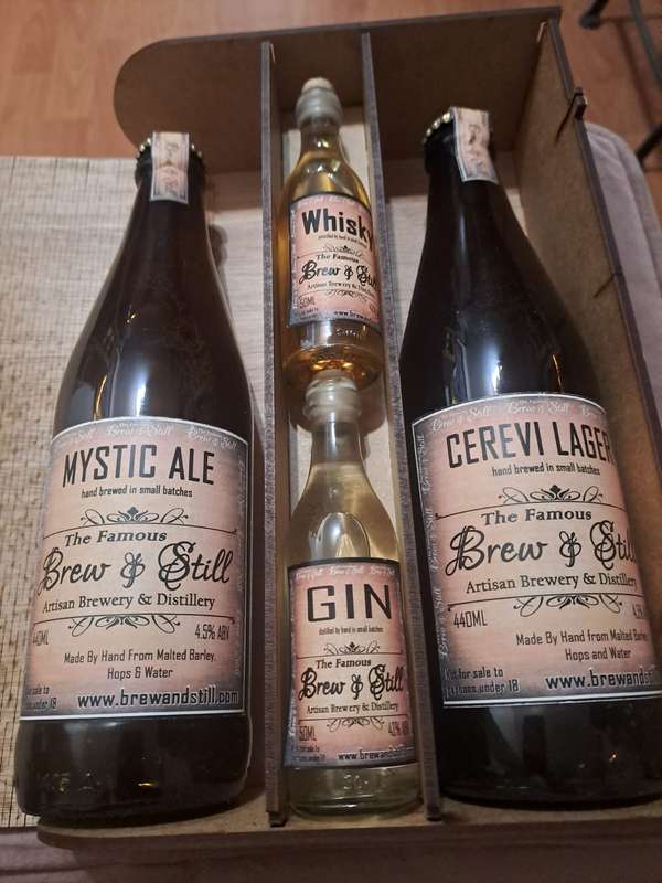 The Box of Treasures, Brew and Still Artisan Brewery & Distillery, 2 beers, 1 gin, 1 whisky