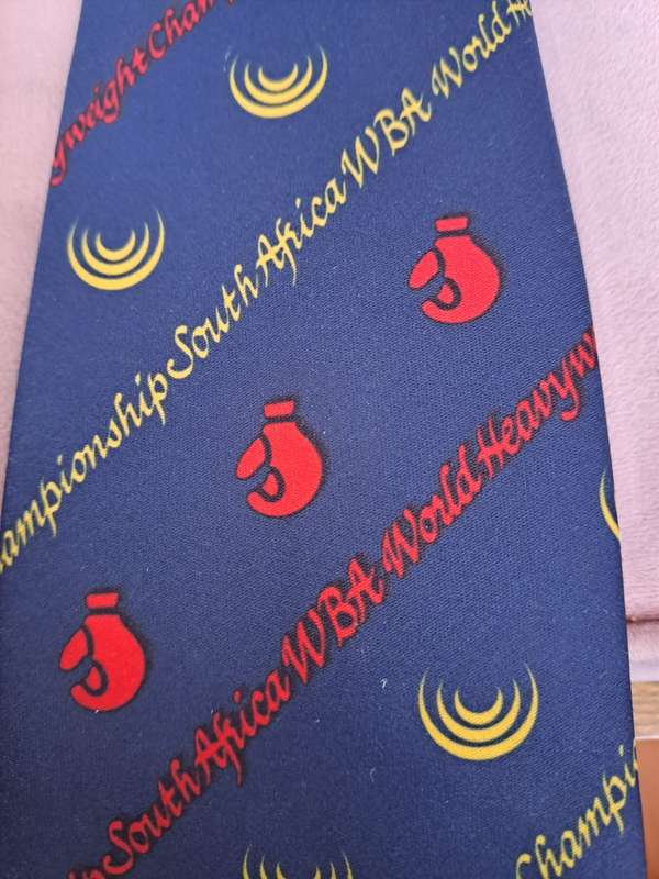 Gerrie Coetzee/Big John Tate WBA boxing fight, 2 x commemorative ties