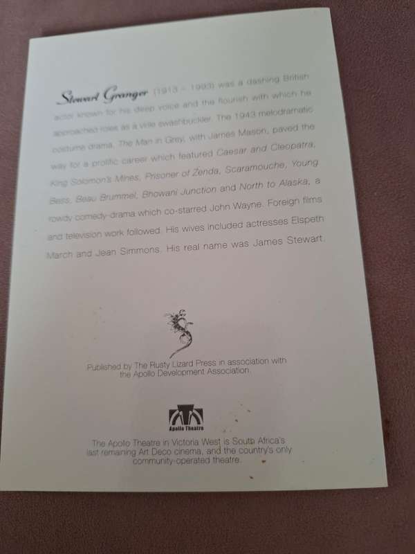 Stewart Granger, actor autobiography, signed, 416 pages (plus card with photo)