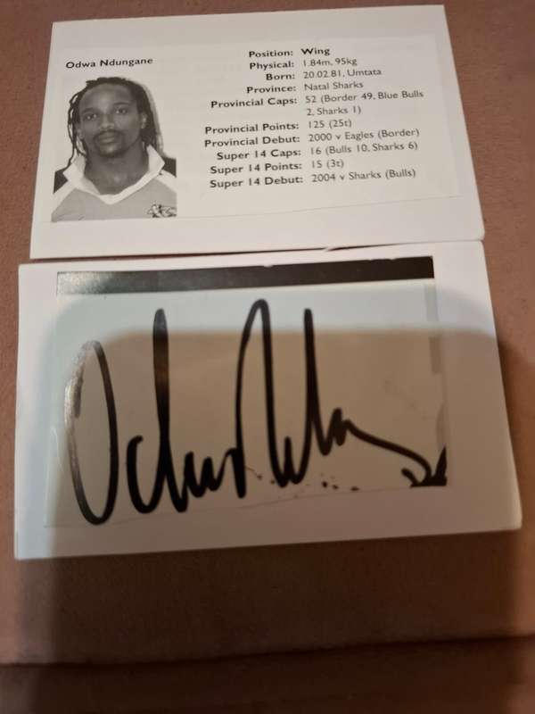 Odwa Ndungane Springbok rugby wing original autograph