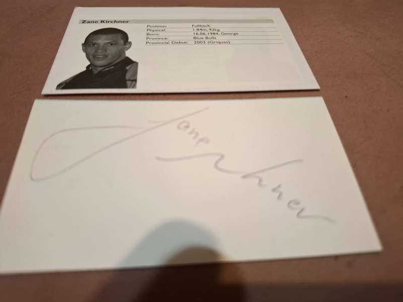Zane Kirchner Springbok rugby fullback original autograph