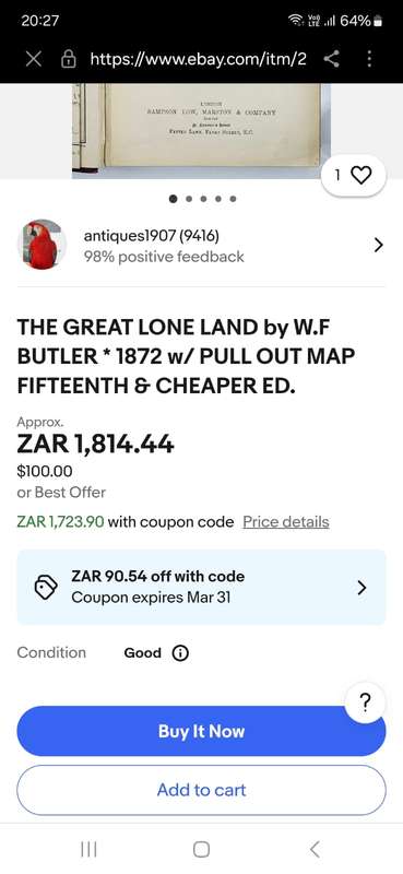 The Great Lone Land by Cpt WF Butler, 153 years old book