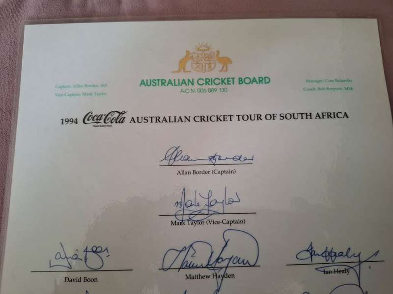 Coca Cola Australian Cricket tour team original signatures incl Shane Warne