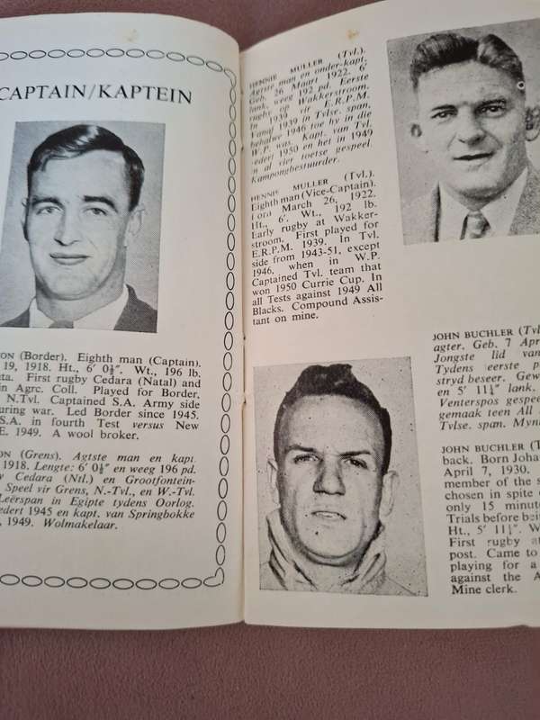 Rugby Springbok 1951 tour to UK and France booklet, 24 pages