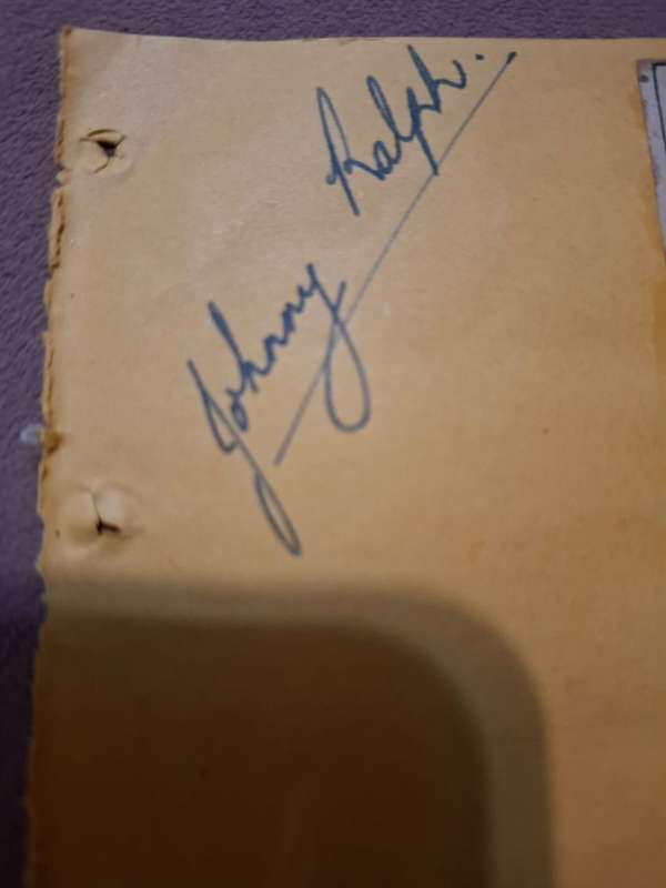 Johnny Ralph, SA champion Boxer, original autograph