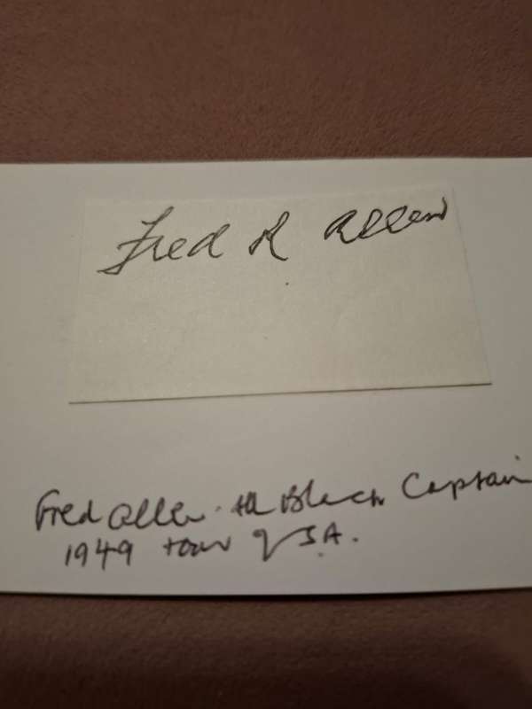 Fred Allen, All Black Rugby Captain, original autograph