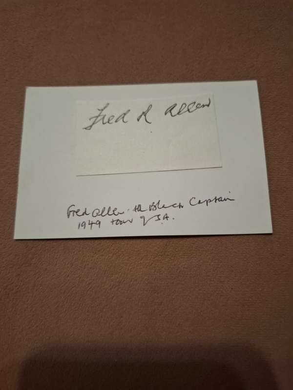 Fred Allen, All Black Rugby Captain, original autograph