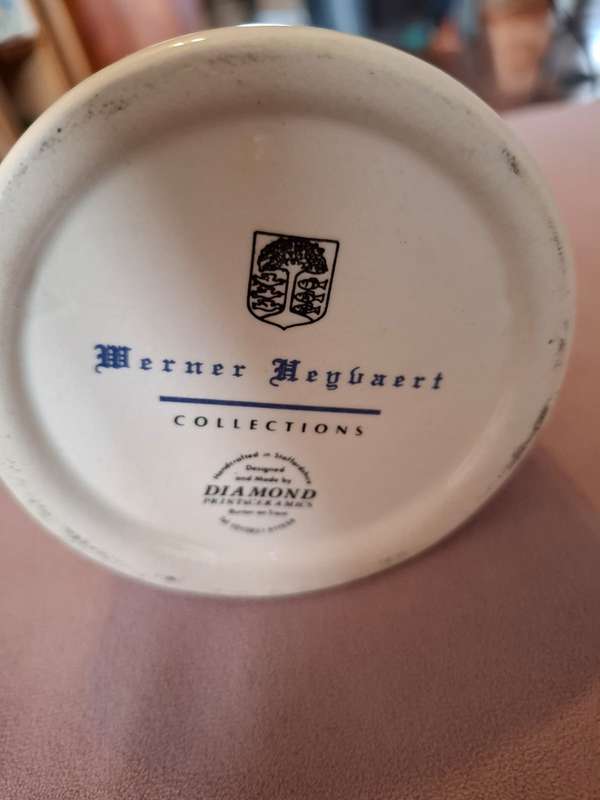 Kensington Ware, The Huntsman teapot (no lid) and Werner Heubaert milk jug Parkinsons salts)