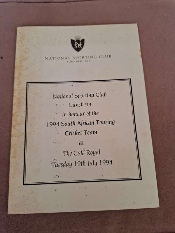 1st cricket team to England 1994 souvenir, plus 4 x English cricket legends autographs