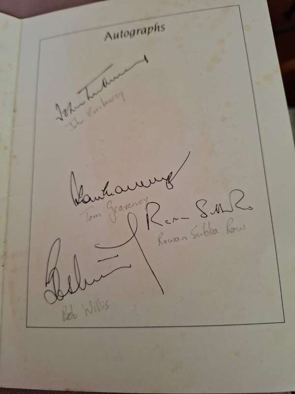 1st cricket team to England 1994 souvenir, plus 4 x English cricket legends autographs