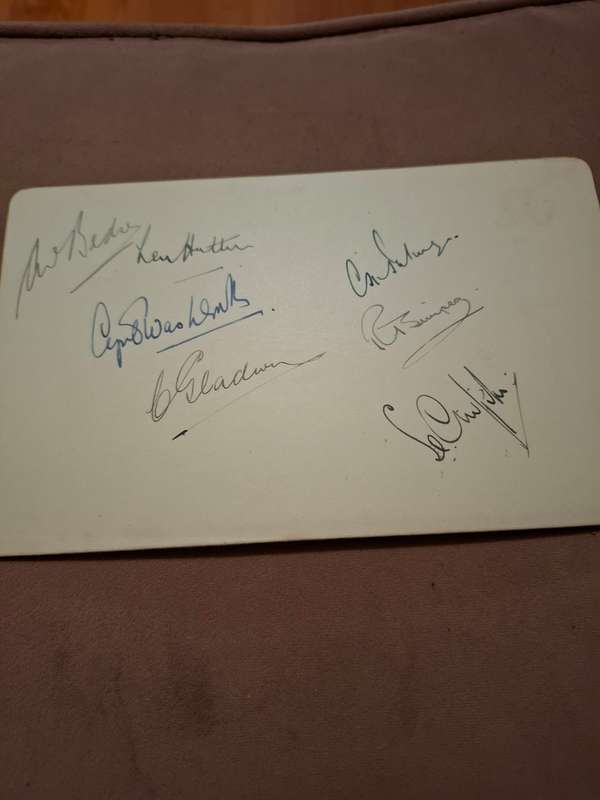 MCC 1947/48 tour to South Africa, Luncheon card signed by 7 members