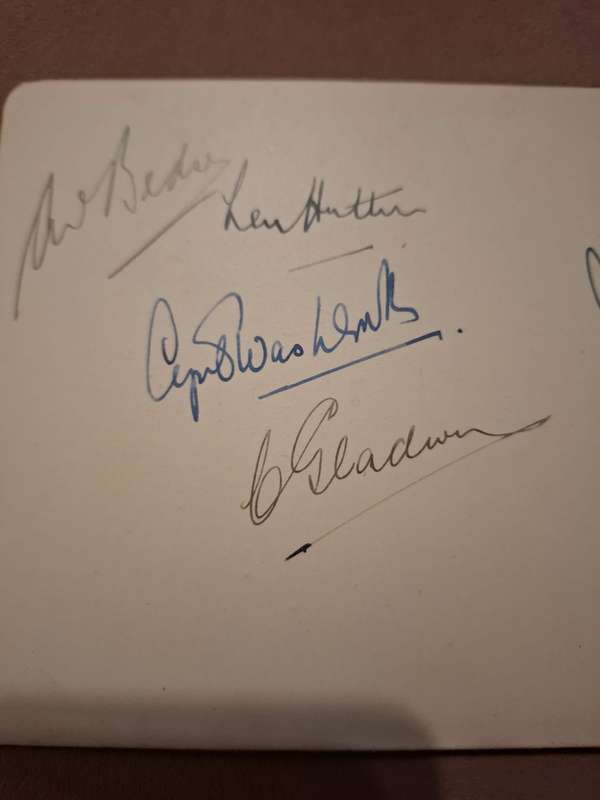 MCC 1947/48 tour to South Africa, Luncheon card signed by 7 members