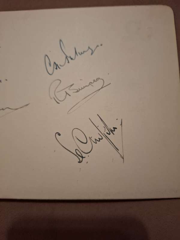 MCC 1947/48 tour to South Africa, Luncheon card signed by 7 members