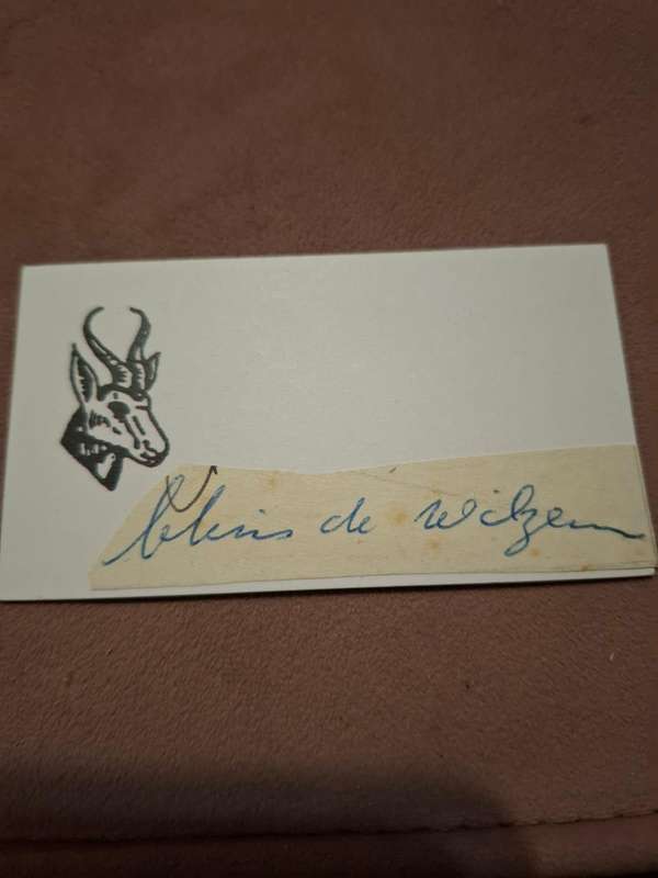 Chris de Wilzem, Springbok no 335 original autograph, 9x5cm