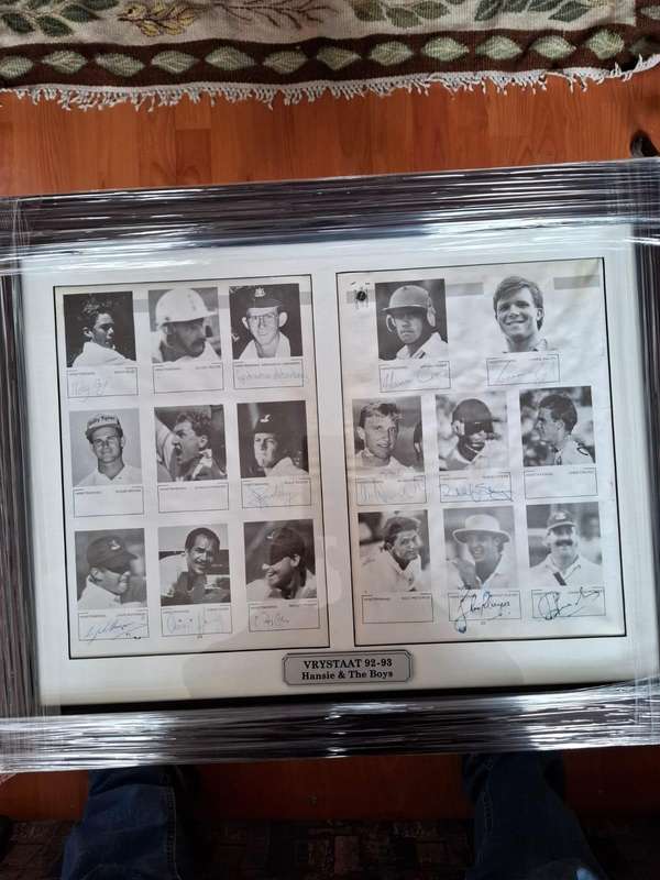 Cricket, Vrystaat, Hansie and the boys, 92/93 - Framed, Castle Cup Free State 12 original signatures